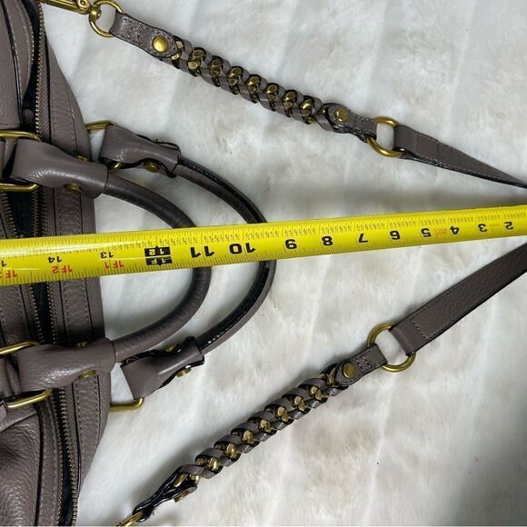 Elliott Lucca leather gray Satchel/shoulder bag with antique gold tone hardwares - Picture 9 of 15